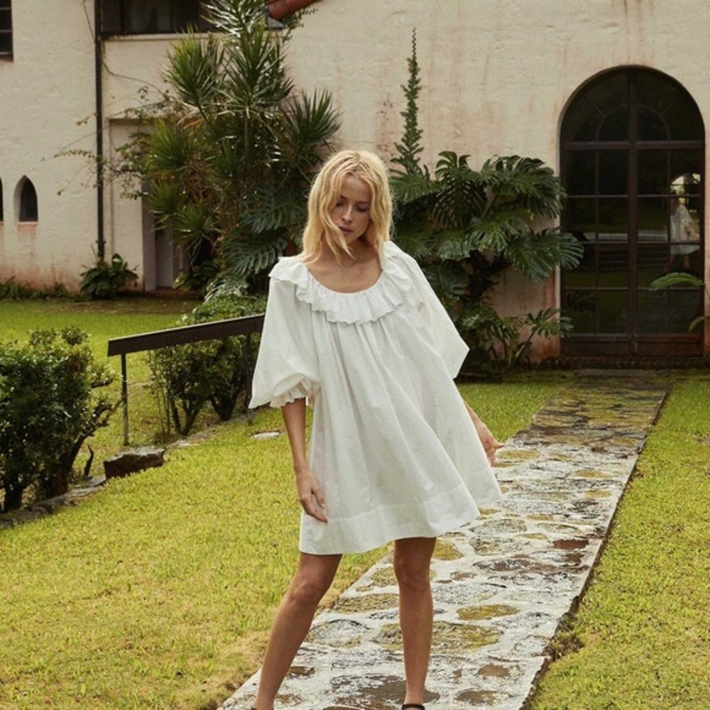 Wynne Cotton Dress in Powder
